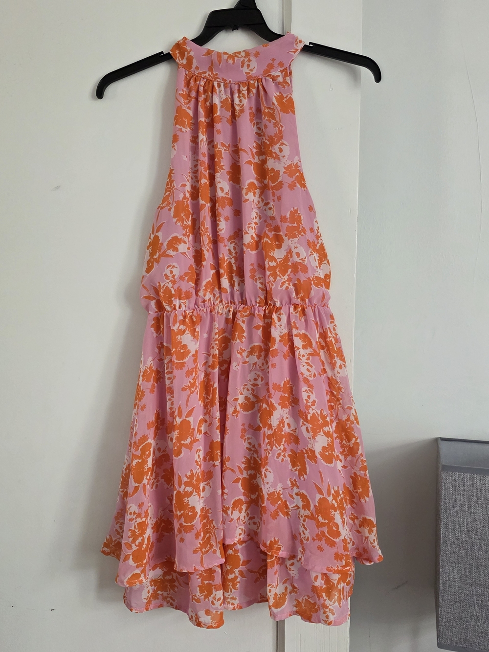 Sienna Sky Womans Pink and Orange Floral Halter Dress , Small